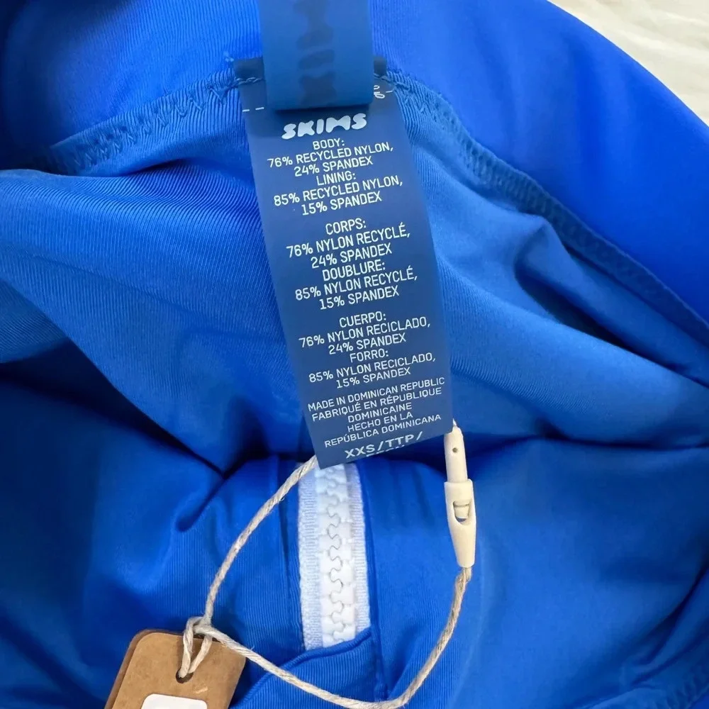 NWT Skims Sporty zipper swim shorts cobalt blue XXS